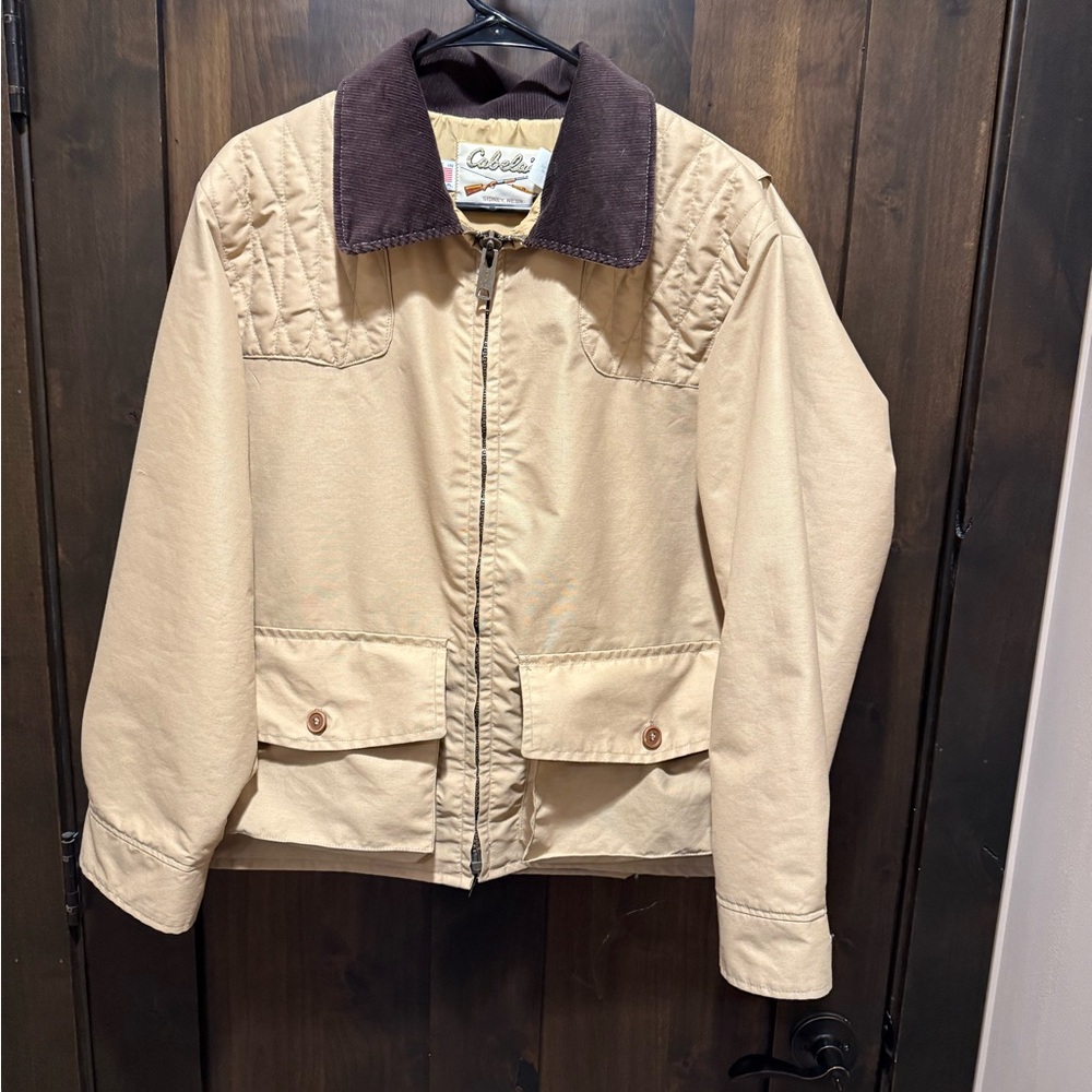 Cabela's Men’s Med Goretex shooting Tan Jacket corduroy collar EUC USA made hunt